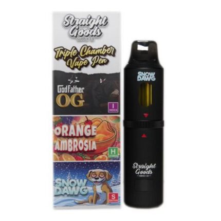 Straight Goods Triple Chamber Vape – 3g + 3g + 3g – Godfather OG x Orange Ambrosia x Snow Dawg – 9 Gram THC