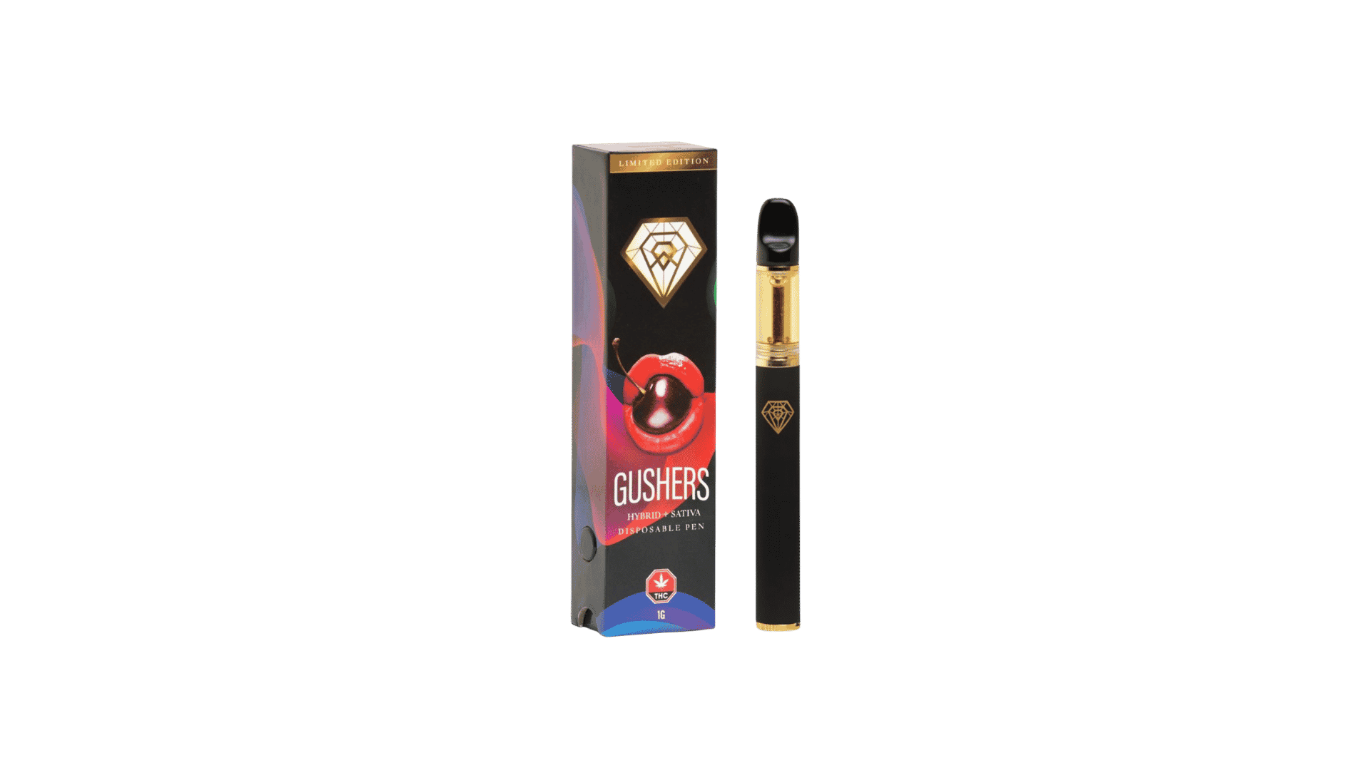 gushersdiamondpen.png Diamond Concentrates Limited Edition Distillate Disposable Pen - 1g - Gushers - Image 1