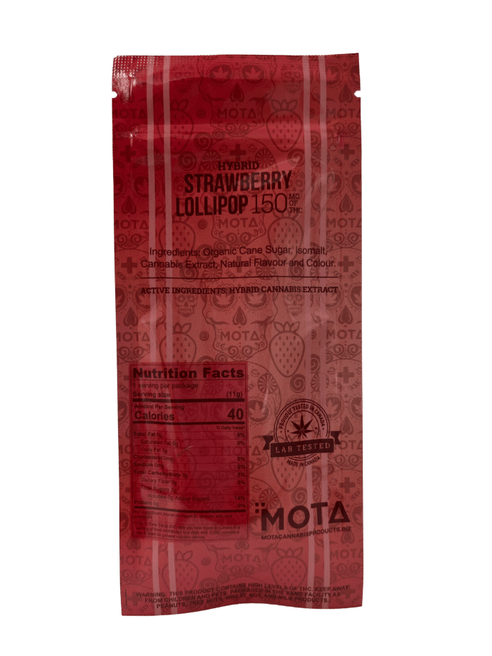 Mota Hybrid Lollipop - 150mg THC - Strawberry - Image 2